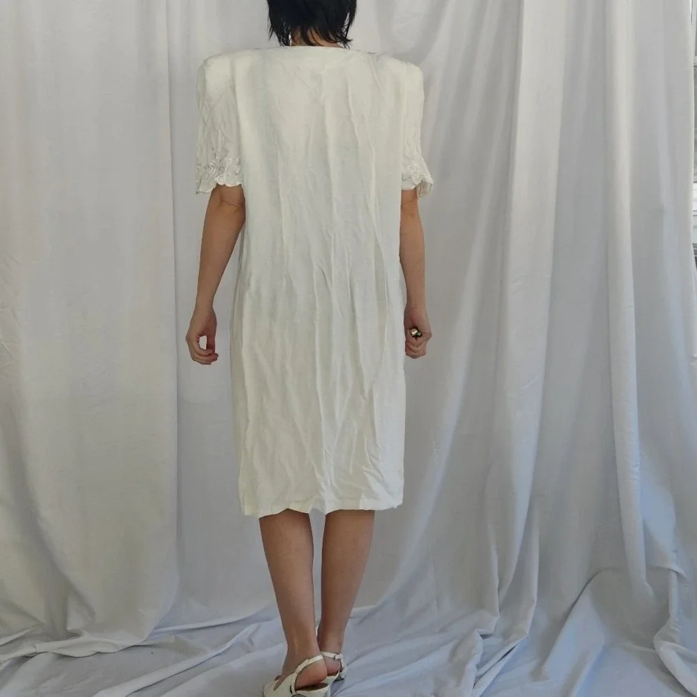 80s/90s White Button Down Dress - Picture 3 of 5